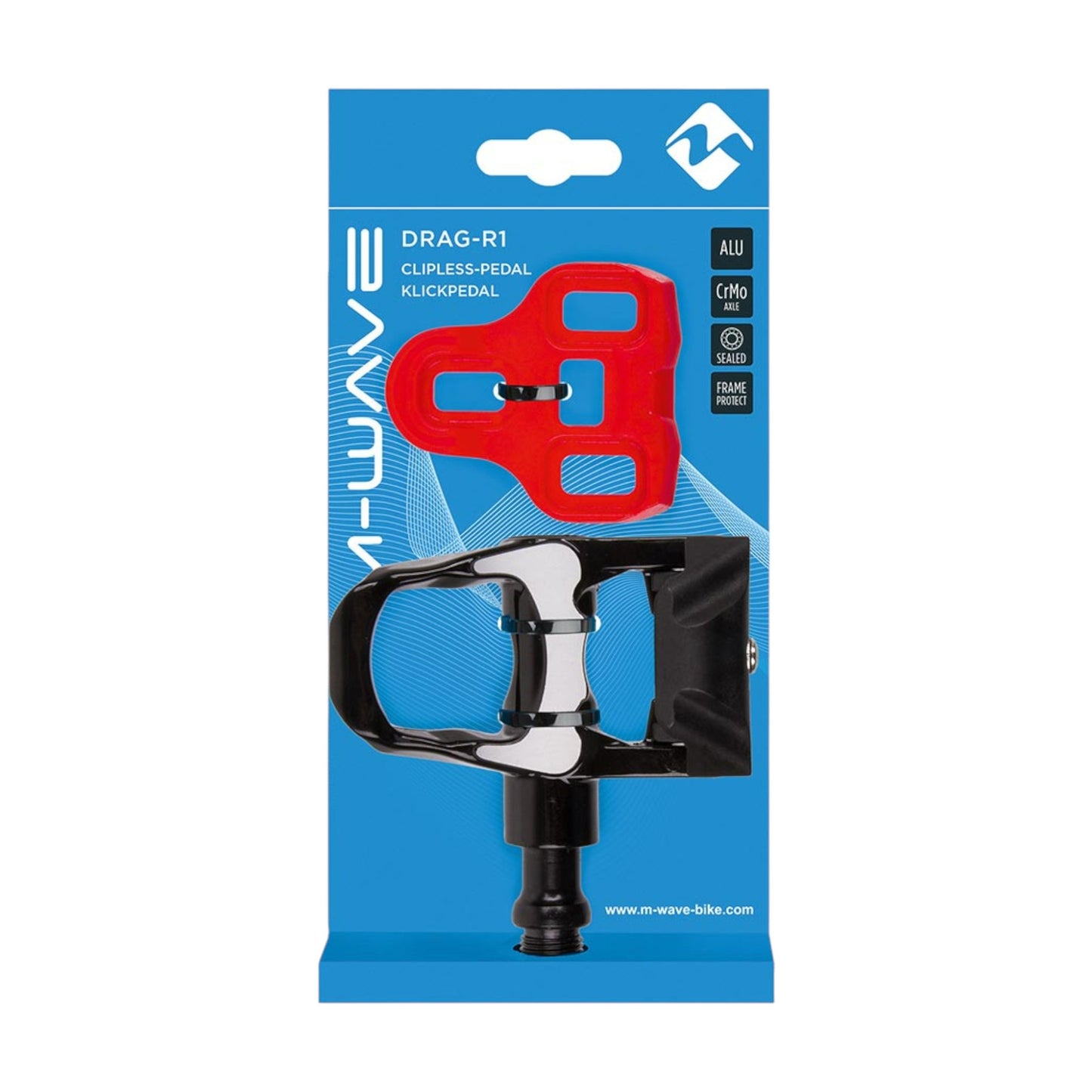 Pedales de ruta M-Wave Drag-R1 – Aluminio, eje Cr-Mo 9/16", compatibles con calas Keo