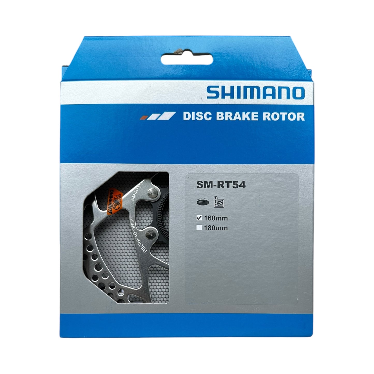 Rotor de Freno de Disco Shimano Deore SM-RT54-S - 160 mm, Center Lock, Solo para Pastillas de Resina