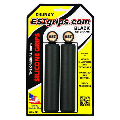 Puños Gruesos ESI - 100% Silicona, 32 mm, Comodidad y Control para MTB - Negro