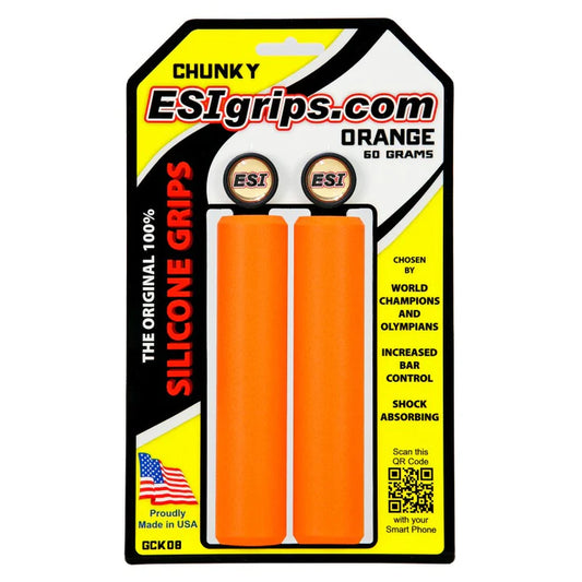Puños Gruesos ESI - 100% Silicona, 32 mm, Comodidad y Control para MTB - Naranja