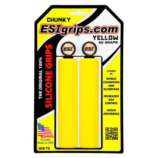 Puños Gruesos ESI - 100% Silicona, 32 mm, Comodidad y Control para MTB - Amarillo