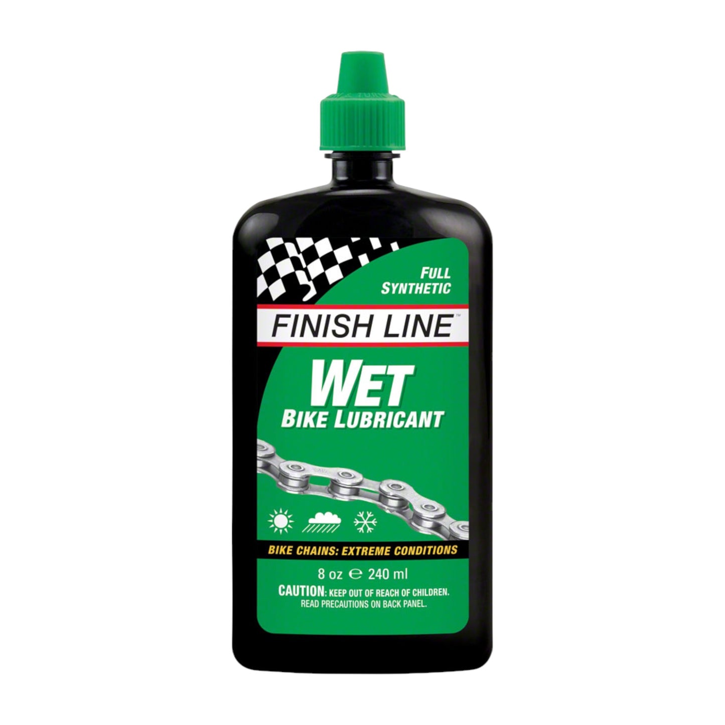 Lubricante para Cadena de Bicicleta Finish Line WET 8 oz - Resistente al Agua para Condiciones Extremas