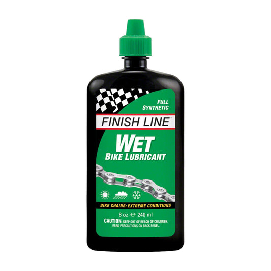 Lubricante para Cadena de Bicicleta Finish Line WET 8 oz - Resistente al Agua para Condiciones Extremas