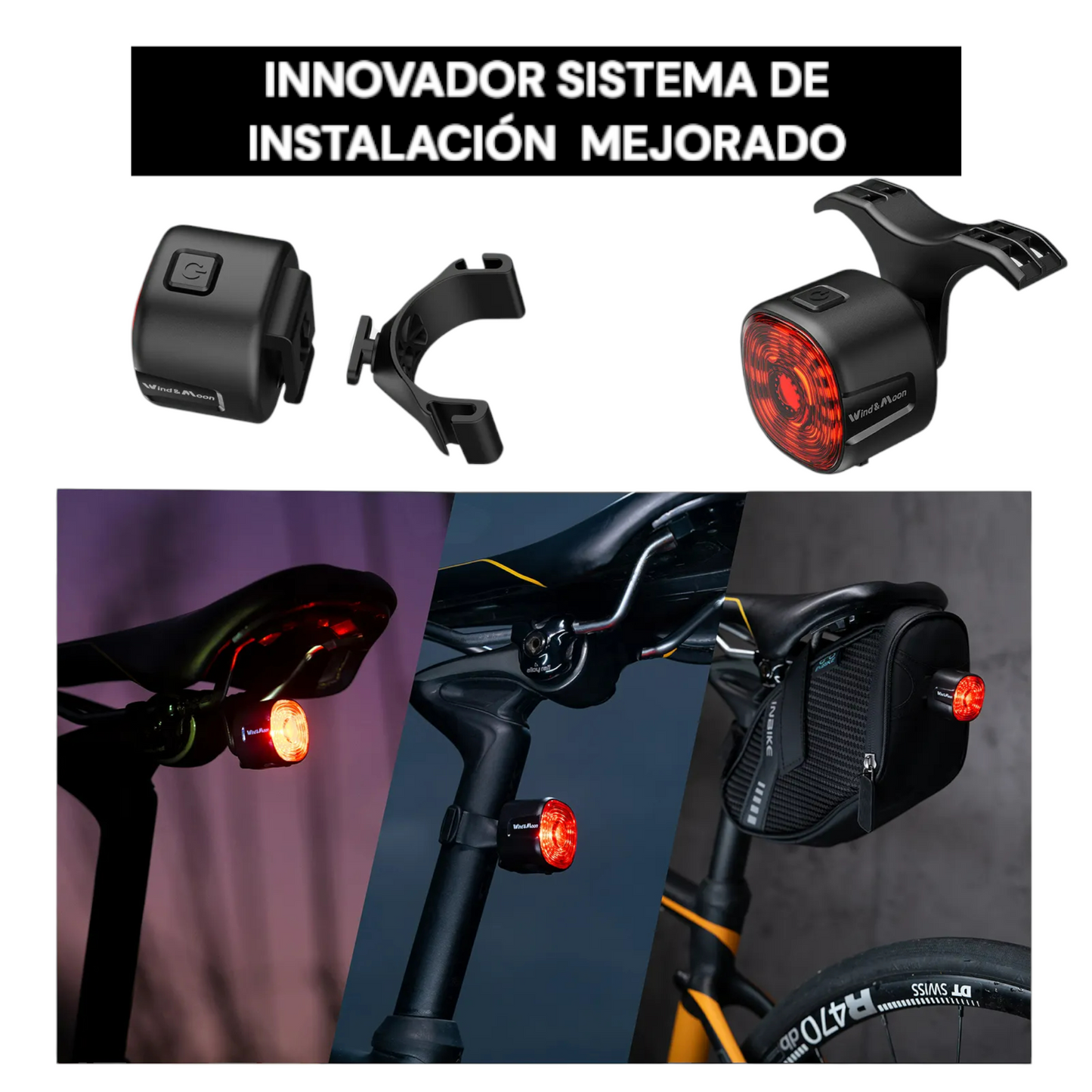 Luz trasera para bicicleta Wind&Moon con sensor de freno inteliegente