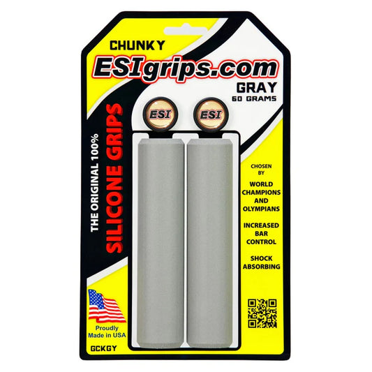 Puños Gruesos ESI - 100% Silicona, 32 mm, Comodidad y Control para MTB - Gris