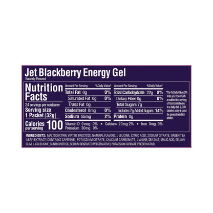 GU Energy Gel Jet Blackberry 40 mg Cafeína | Gel Energético Vegano sin Gluten