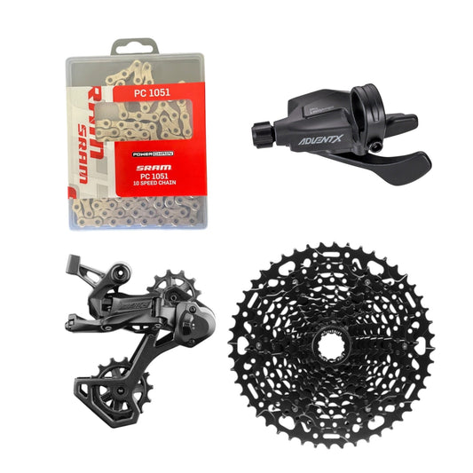 Kit de Transmisión microSHIFT ADVENT X 10 Velocidades - Cadena SRAM 1051, Cassette 11-48T, Desviador y Palanca para MTB