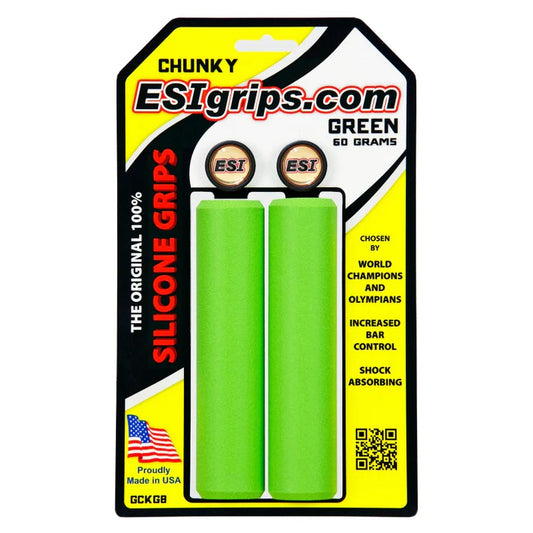 Puños Gruesos ESI - 100% Silicona, 32 mm, Comodidad y Control para MTB - Verde
